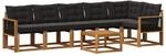 vidaXL Outdoor-Sofagarnitur mit Kissen 7 Stk Natur und Schwarz 3382000