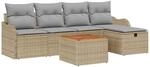 vidaXL Garten-Sofa-Set mit Kissen mit Speicher 6-Tlg Beige Poly Rattan 3360808