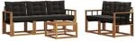 vidaXL Outdoor-Sofagarnitur mit Kissen 6-Tlg Natur und Schwarz 3368407