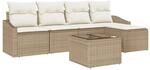 vidaXL Garten-Sofa-Set 6-Tlg Beige Poly Rattan 3346691