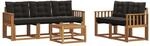 vidaXL Outdoor-Sofagarnitur mit Kissen 6-Tlg Natur und Schwarz 3368399
