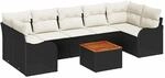 vidaXL Garten-Sofa-Set 8-Tlg Schwarz Poly Rattan 3347418