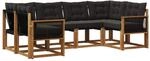 vidaXL Outdoor-Sofagarnitur mit Kissen 6 Stk Natur und Schwarz 3382176