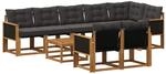 vidaXL Outdoor-Sofagarnitur mit Kissen 9 Stk Natur und Schwarz 3382040