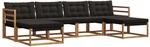 vidaXL Outdoor-Sofagarnitur mit Kissen 6-Tlg Natur und Schwarz 3369711