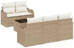 vidaXL Garten-Sofa-Set 6-Tlg Beige Poly Rattan 3345581