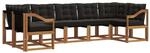 vidaXL Outdoor-Sofagarnitur mit Kissen 7-Tlg Natur und Schwarz 3369035