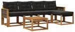 vidaXL Outdoor-Sofagarnitur mit Kissen 6 Stk Natur und Schwarz 3381900