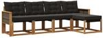 vidaXL Outdoor-Sofagarnitur mit Kissen 5 Stk Natur und Schwarz 3381884