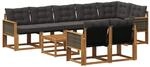 vidaXL Outdoor-Sofagarnitur mit Kissen 9 Stk Natur und Schwarz 3382044