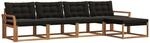 vidaXL Outdoor-Sofagarnitur mit Kissen 5-Tlg Natur und Schwarz 3369363
