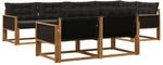 vidaXL Outdoor-Sofagarnitur mit Kissen 7 Stk Natur und Schwarz 3381480