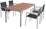 DELUKE Garten-Sitzgruppe PAUL 5-tlg. Tisch 4x Hochlehner Dunkelgrau Edelstahl...