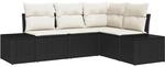 vidaXL Garten-Sofa-Set 4-Tlg Schwarz Poly Rattan 3347037
