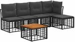 vidaXL Outdoor-Sofagarnitur 6 Stk Schwarz und Dunkelgrau Polyester 3437453