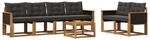 vidaXL Outdoor-Sofagarnitur mit Kissen 7 Stk Natur und Schwarz 3381784
