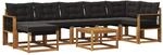 vidaXL Outdoor-Sofagarnitur mit Kissen 8 Stk Natur und Schwarz 3382112