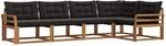 vidaXL Outdoor-Sofagarnitur mit Kissen 5-Tlg Natur und Schwarz 3369459