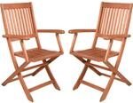 Garden Pleasure Klappstuhl SEATTLE Eukalyptus mit Armlehnen Braun 2er Set
