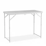 Relaxdays Gartentisch Kunststoff Stahl Wei&szlig; Klappbar H&ouml;henverstellbar 120 cm x 60