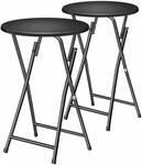 KESSER Stehtisch Klappbar mit PVC Platte &Oslash; 60 cm Schwarz 2er Set