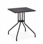 Relaxdays Gartentisch HDPE Stahl Schwarz Rattan-Optik 75 cm x 61 cm x 61 cm