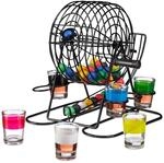 Relaxdays Trinkspiel Bingo Metall Kunststoff Glas Schwarz Mit Kurbel 19 cm x 20...