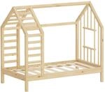 ML-Design Kinderbett 70x140 cm mit Lattenrost Dach und Fenster Hausbett aus Massivem