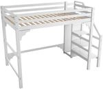 okwish Hochbett 90&times;200 Jugendbett mit Stufentreppe und Kleiderschrank ohne...