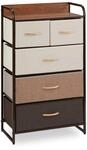 Relaxdays Schubladenschrank MDF Polyester Stahl Creme Holzoptik 100 cm x 58 cm x 31,5