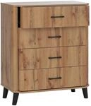 MCW Kommode P42 4 Schubladen MDF 92x80x40cm Wotan-Eiche-Optik