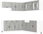 vidaXL 11-Tlg K&uuml;chenschrank-Set Kalmar Grau Sonoma Holzwerkstoff 3314917