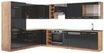 Vicco Eckk&uuml;che Fame-Line Anthrazit Hochglanz/Goldkraft Eiche 347 x 82 ohne