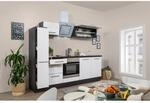 Respekta Premium K&uuml;chenzeile 240 cm Wei&szlig; Hochglanz-Eiche Grau