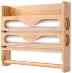 Relaxdays Wandrollenhalter Bambus Natur Schneidemesser 27 cm x 35 cm x 7 cm