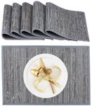Relaxdays Tischset 6er Set Bambus Grau Rutschhemmend 45 cm x 30 cm