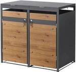 Ml-Design M&uuml;lltonnenbox 2er 132x80x120 cm 240L Anthrazit-Holzoptik