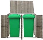 vidaXL M&uuml;lltonnenbox f&uuml;r 2 Tonnen Grau 140x80x117 cm Poly Rattan