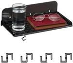 Relaxdays Bettablage Kunststoff Schwarz Klappbar mit 5 Haken 8,5 cm x 30 cm x 15,5 cm