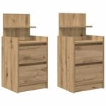 vidaXL Nachttische mit 2 Schubladen 2 Stk, Artisan-Eiche 38x34x80 cm 861372