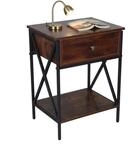 Relaxdays Nachttisch Eisen MDF Dunkelbraun Schwarz Verstellbar Rutschfest 55 cm x 40