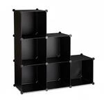 Relaxdays Stufenregal Kunststoff Schwarz Stecksystem 110 cm x 110 cm x 35 cm