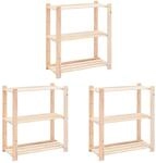 vidaXL Lagerregale 3 B&ouml;den 3 Stk 80x38x90cm Massivholz Kiefer 150kg 3051118