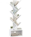 Relaxdays B&uuml;cherregal MDF Wei&szlig; 6 Ebenen mit Sockelfach 113 cm x 38 cm x 20 cm