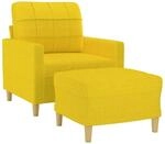 vidaXL Sessel mit Hocker Hellgelb 60 cm Stoff 3200998