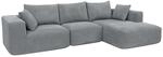 MCW Sofa-Garnitur P20 Stoff/Textil Cord Liegefl&auml;che Rechts Hellgrau
