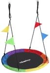 Relaxdays Kindernestschaukel Stahl Bunt H&ouml;henverstellbar &oslash; 120 cm