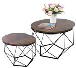 Relaxdays Couchtisch 2er Set MDF Eisen Vintagebraun Schwarz Abnehmbar 36 cm x 40 cm