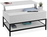 Relaxdays Couchtisch Holzwerkstoff Metall Schwarz Aufklappbar H&ouml;henverstellbar 45,5