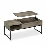 Relaxdays Couchtisch Spanplatte Eisen Schwarz Aufklappbar H&ouml;henverstellbar 45 cm x